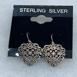 Sterling Silver filigree dangle drop earrings French wires